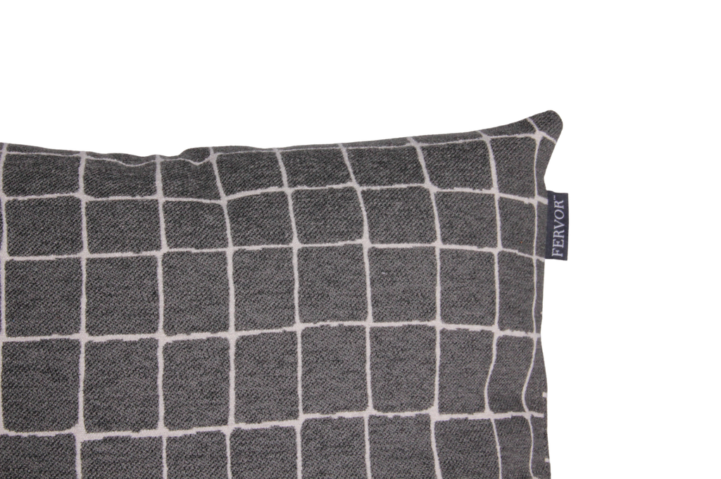 Cushion Caspian Checkers Grey - Fervor + Hue