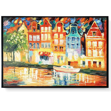 Framed 3D Oil Painting - The Canal - Fervor + Hue