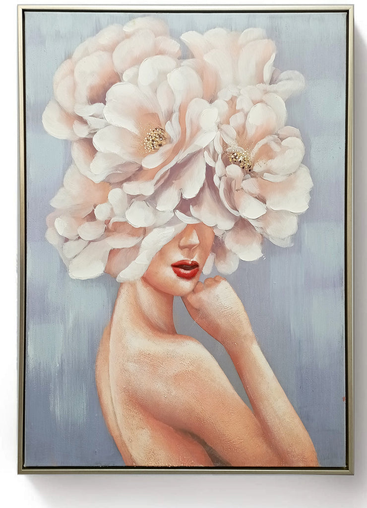 Framed Oil Painting - Floral Gold Portrait - Fervor + Hue