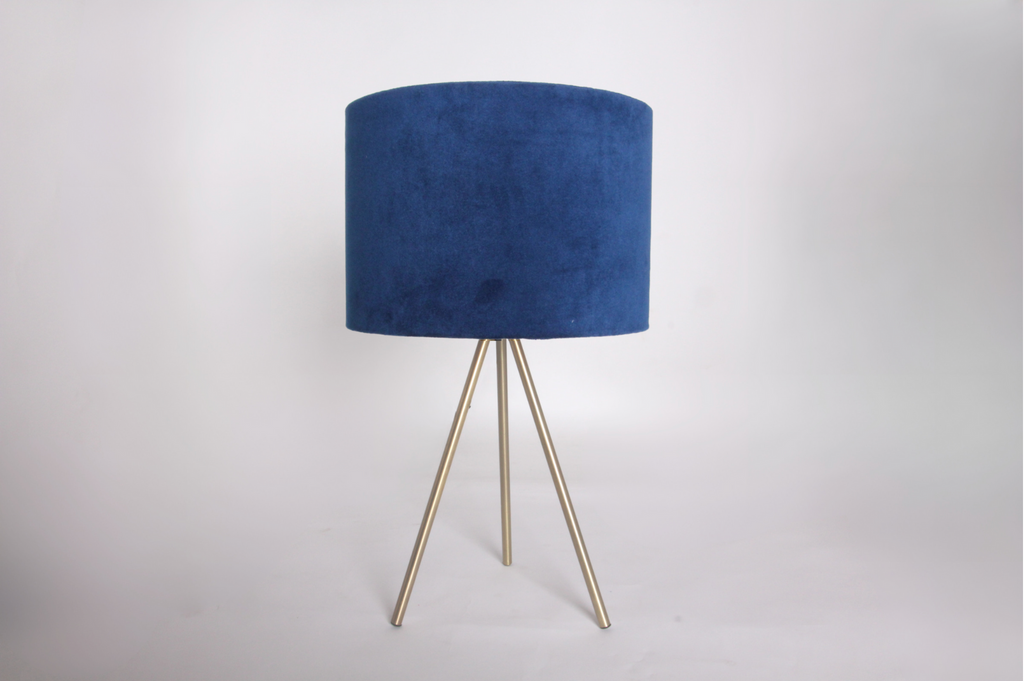 VELVET FABRIC & METAL TABLE LAMP 58430 Blue - Fervor + Hue