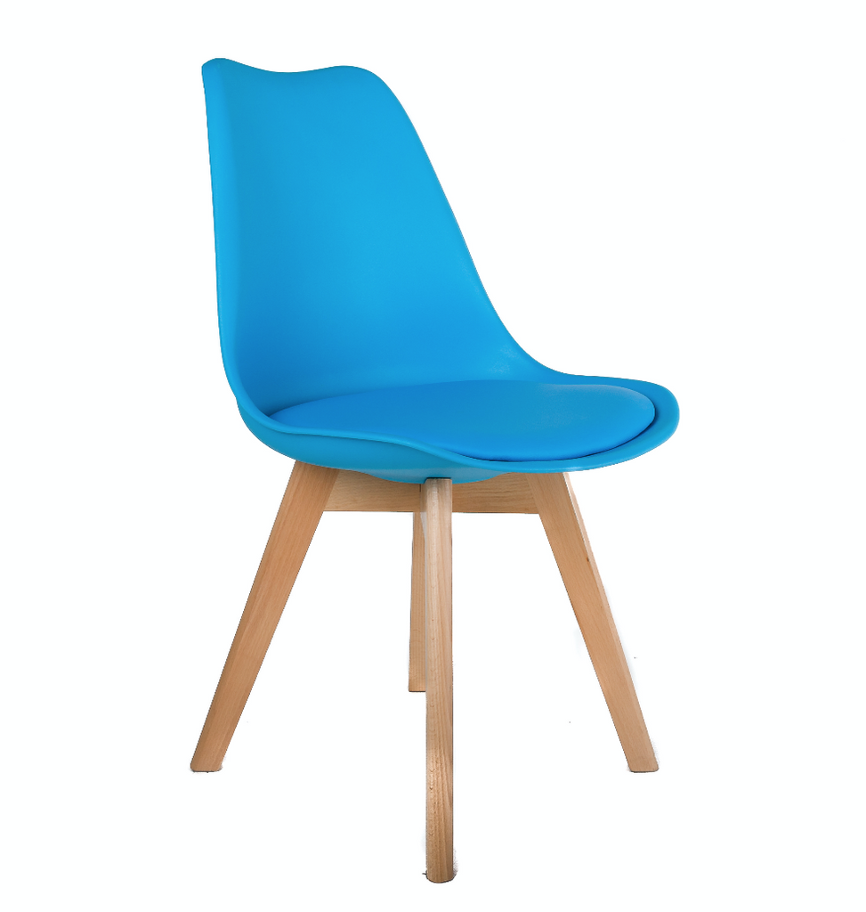 Eames Style Dining Chairs Aqua Blue with padded seat - Fervor + Hue