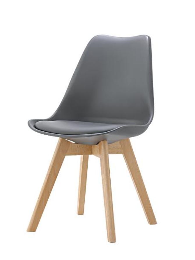 Eames Style Dining Chairs Grey with padded seat - Fervor + Hue